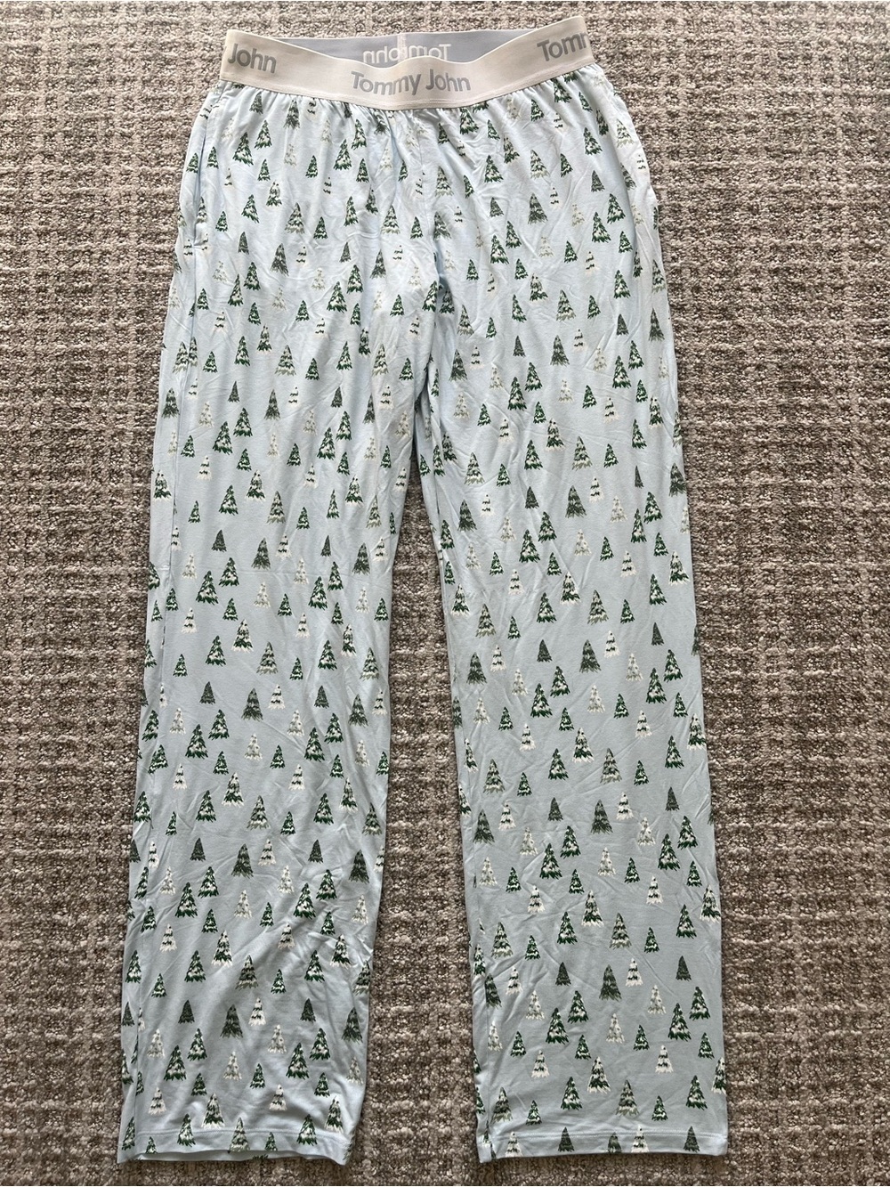Tommy John women’s Sleep Pants M Regular Blue Tree Holiday Stretch winter pine